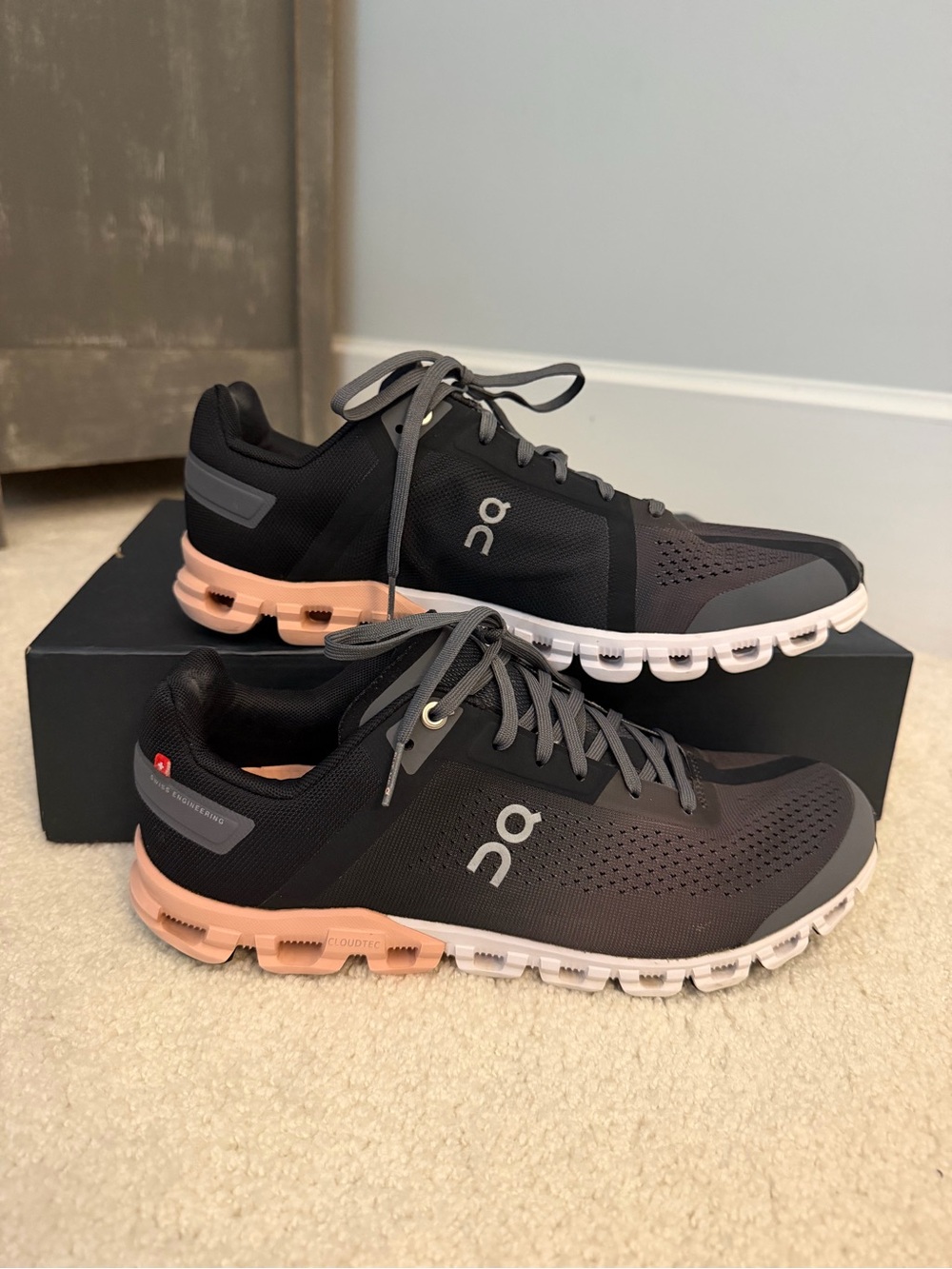 On Running Women’s Athletic Shoes - Black with Pink Accents